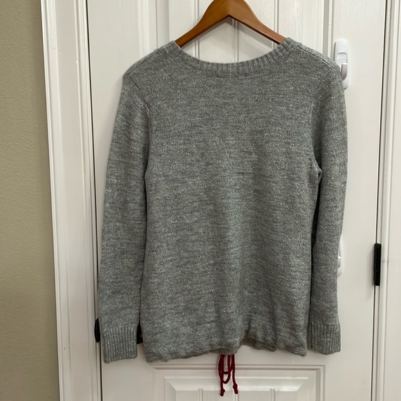 🎉CHRISTOPHER & BANKS gray silver shimmer Pom Pom sweater.  S - Picture 7 of 10